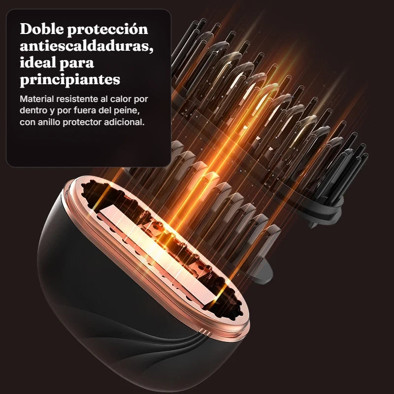 Doble protección antiescaldaduras en los dientes del peine
